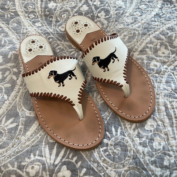 Jack Rogers Dachshund Embroidered Sandal dog lovers size 8 boutique barely worn - Picture 1 of 7